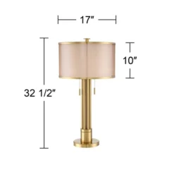 Possini Euro Design Granview Modern Table Lamp 32 1/2" Tall Brass Column Taupe Organza Outer Off White Linen Inner Drum Shade For Bedroom Living Room 14 Possini Euro Design Granview Modern Table Lamp 32 1/2" Tall Brass Column Taupe Organza Outer Off White Linen Inner Drum Shade For Bedroom Living Room -Home Comprehensive Store GUEST 04c72a7f 13a7 48df a539 a4e1a28cd6d9