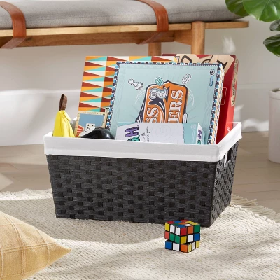 17" X 12" X 8" Large Woven Lined Basket Black - Brightroom™ 1 17" X 12" X 8" Large Woven Lined Basket Black - Brightroom™