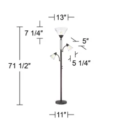 Franklin Iron Works Warwick Industrial Torchiere Floor Lamp With Side Lights 71 1/2" Tall Tiger Bronze LED Clear Seedy Glass For Living Room Reading -Home Comprehensive Store GUEST 19edf106 51c6 4f85 9def 0e751b739644