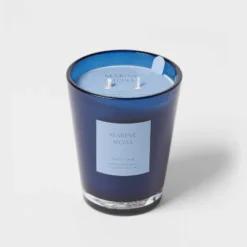 Colored Vase Glass With Dustcover Marine Moss Candle Blue - Threshold™ -Home Comprehensive Store GUEST 2f74f3e1 96a9 4d09 847e 100c47a93447