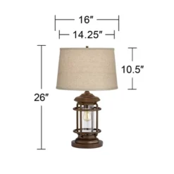Franklin Iron Works Andreas Industrial Table Lamp 26" High Brown Metal With Nightlight LED And USB Charging Port Oatmeal Shade For Living Room Desk 11 Franklin Iron Works Andreas Industrial Table Lamp 26" High Brown Metal With Nightlight LED And USB Charging Port Oatmeal Shade For Living Room Desk -Home Comprehensive Store GUEST 30e5398d 8d45 4b7a 9408 c81680af6f99