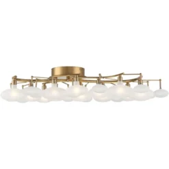 Possini Euro Design Lilypad Modern Ceiling Light Semi Flush Mount Fixture 30 1/4" Wide Warm Brass 12-Light Frosted Glass Shade For Bedroom Living Room -Home Comprehensive Store GUEST 33788483 ffe4 4301 86eb dd4cbc3b2b2c