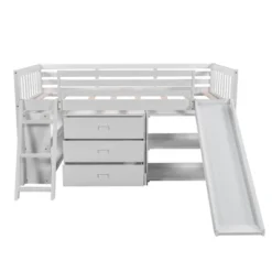 Low Twin Loft Bed With Bookcase, Separate Three Drawers, Pulling Ladder And Slide - ModernLuxe -Home Comprehensive Store GUEST 33a23b43 d95a 447f a4e1 2802bfcd6ae3
