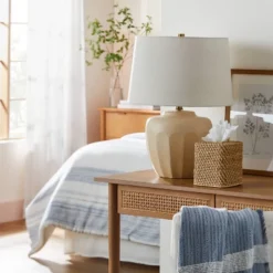 Faceted Ceramic Table Lamp Taupe/Cream (Includes LED Light Bulb) - Hearth & Hand™ With Magnolia