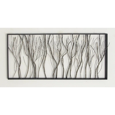Metal Tree Distressed Dimensional Branch Wall Decor With Black Frame Silver - Olivia & May 4 Metal Tree Distressed Dimensional Branch Wall Decor With Black Frame Silver - Olivia & May - Image 4