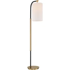 Possini Euro Design Sausalito Mid Century Modern Downbridge Floor Lamp 67" Tall Warm Gold Black Metal Linen Cylinder Shade For Living Room Reading -Home Comprehensive Store GUEST 3bf9f407 266b 44e5 967a ea8d12b8c2cd