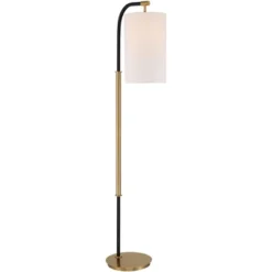 Possini Euro Design Sausalito Mid Century Modern Downbridge Floor Lamp 67" Tall Warm Gold Black Metal Linen Cylinder Shade For Living Room Reading -Home Comprehensive Store GUEST 445aba6b dd36 4b8e 8106 e7d50d67ca60
