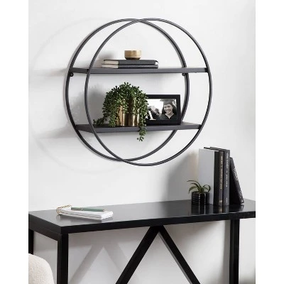 24" Diameter Sequoia Wood And Metal Round Wall Shelf - Kate & Laurel All Things Decor 5 24" Diameter Sequoia Wood And Metal Round Wall Shelf - Kate & Laurel All Things Decor - Image 5
