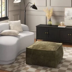 Home Comprehensive Store 58 Costa Velvet Cocktail Pouf Olive Green - Threshold™