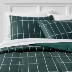Grid Print Microfiber Reversible Comforter & Sheet Set Dark Green - Room Essentials™ -Home Comprehensive Store GUEST 52658d90 442c 4f77 95f8 b9cc7e5b7e67