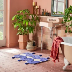 New Release 17 Concentric Wave Blue Bath Rug Blue - Opalhouse⢠Designed With Jungalowā¢