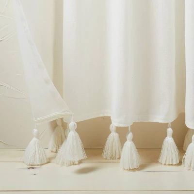 1pc Sheer Banded Geo Macrame Window Curtain Panel White - Opalhouse™ Designed With Jungalow™ 2 1pc Sheer Banded Geo Macrame Window Curtain Panel White - Opalhouse™ Designed With Jungalow™ - Image 2