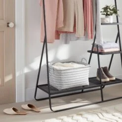 New Release 1 Large Woven Rectangular Storage Basket Gray/White - Brightroom™