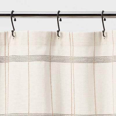 Woven Modern Plaid Shower Curtain Ivory - Threshold™ 2 Woven Modern Plaid Shower Curtain Ivory - Threshold™ - Image 2