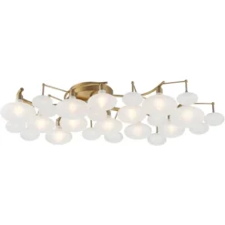 Possini Euro Design Lilypad Modern Ceiling Light Semi Flush Mount Fixture 30 1/4" Wide Warm Brass 12-Light Frosted Glass Shade For Bedroom Living Room -Home Comprehensive Store GUEST 6290ad1c 7303 4beb b78c 9260da63b240