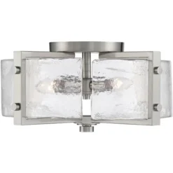Possini Euro Design Prane Modern Industrial Ceiling Light Semi Flush Mount Fixture 17" Wide Brushed Nickel 4-Light Warped Glass For Bedroom Kitchen -Home Comprehensive Store GUEST 67e31c74 0341 4bbe 8a39 d9439e2bc16c