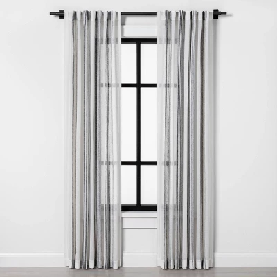 Vertical Stripe Curtain Sheer Gray/Cream - Hearth & Hand™ With Magnolia 1 Vertical Stripe Curtain Sheer Gray/Cream - Hearth & Hand™ With Magnolia