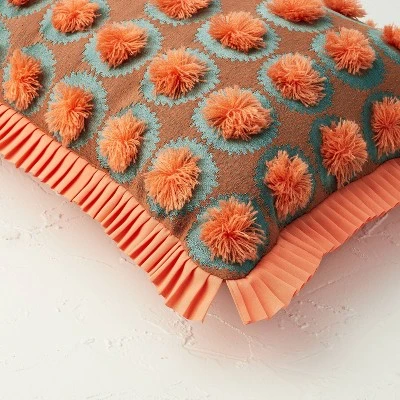 Oblong Jungalow Fringe Pom Decorative Throw Pillow Orange Coral - Opalhouse™ Designed With Jungalow™ 3 Oblong Jungalow Fringe Pom Decorative Throw Pillow Orange Coral - Opalhouse™ Designed With Jungalow™ - Image 3