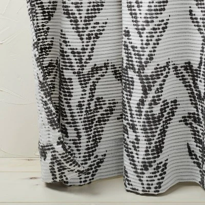 1pc 50"x84" Light Filtering Limu-Limu Leaf Jacquard Curtain Panel Gray - Opalhouse™ Designed With Jungalow™ 2 1pc 50"x84" Light Filtering Limu-Limu Leaf Jacquard Curtain Panel Gray - Opalhouse™ Designed With Jungalow™ - Image 2