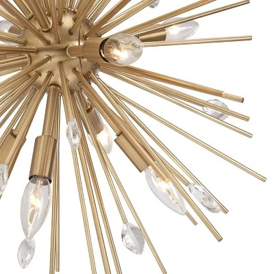 Possini Euro Design Janae Plated Gold Chandelier 29 1/2" Wide Modern Sputnik 12-Light Fixture For Dining Room House Foyer Kitchen Island Entryway 2 Possini Euro Design Janae Plated Gold Chandelier 29 1/2" Wide Modern Sputnik 12-Light Fixture For Dining Room House Foyer Kitchen Island Entryway - Image 2
