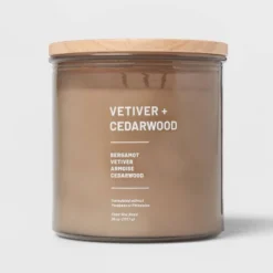 Glass Jar Vetiver And Cedarwood Candle Brown - Threshold™ -Home Comprehensive Store GUEST 94fa0143 6384 4148 9851 b3c3e6d22167