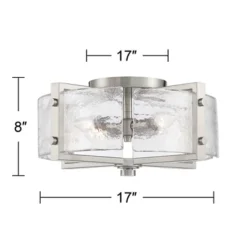 Possini Euro Design Prane Modern Industrial Ceiling Light Semi Flush Mount Fixture 17" Wide Brushed Nickel 4-Light Warped Glass For Bedroom Kitchen -Home Comprehensive Store GUEST 968afca0 1c02 432c 9354 62d2a6a517c1