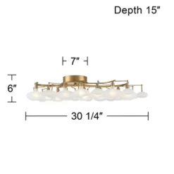 Possini Euro Design Lilypad Modern Ceiling Light Semi Flush Mount Fixture 30 1/4" Wide Warm Brass 12-Light Frosted Glass Shade For Bedroom Living Room -Home Comprehensive Store GUEST a233a009 bd72 44f5 9f48 3c2effe14b0b
