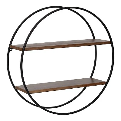 24" Diameter Sequoia Wood And Metal Round Wall Shelf - Kate & Laurel All Things Decor 9 24" Diameter Sequoia Wood And Metal Round Wall Shelf - Kate & Laurel All Things Decor - Image 9