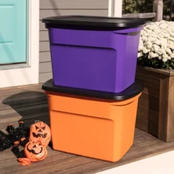 Sterilite 18 Gallon Orange Plastic Storage Container Bin Tote With Black Lid, Halloween 7 Sterilite 18 Gallon Orange Plastic Storage Container Bin Tote With Black Lid, Halloween -Home Comprehensive Store GUEST a9f43b31 35e0 4c1a 89db e6cc67339af9