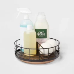 Divided Turntable Black Wire With Natural Wood - Brightroom™ -Home Comprehensive Store GUEST aa83c3b1 19ba 41dd ba5d e1b86512a437