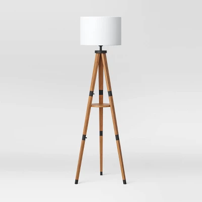 Tripod Floor Lamp With Shelf Brown Wood - Threshold™ 4 Tripod Floor Lamp With Shelf Brown Wood - Threshold™ - Image 4