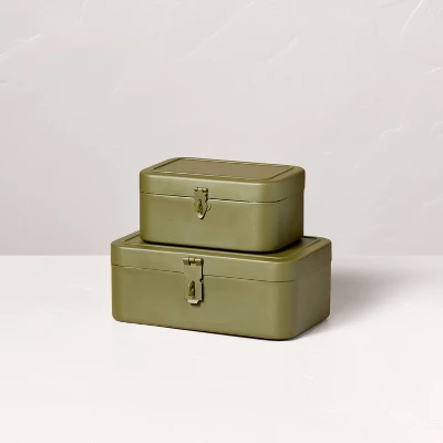 Decorative Metal Storage Box Green - Hearth & Hand™ With Magnolia 2 Decorative Metal Storage Box Green - Hearth & Hand™ With Magnolia - Image 2