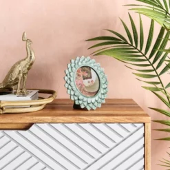 New Release 10 4" X 4" Stoneware Frame With Transparent Crackle Glaze Green - Opalhouse™