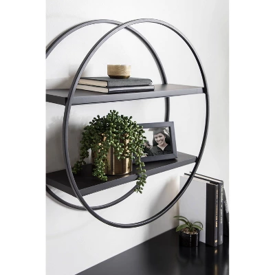 24" Diameter Sequoia Wood And Metal Round Wall Shelf - Kate & Laurel All Things Decor 8 24" Diameter Sequoia Wood And Metal Round Wall Shelf - Kate & Laurel All Things Decor - Image 8