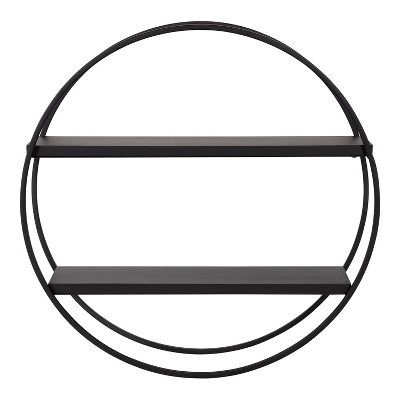 24" Diameter Sequoia Wood And Metal Round Wall Shelf - Kate & Laurel All Things Decor 1 24" Diameter Sequoia Wood And Metal Round Wall Shelf - Kate & Laurel All Things Decor