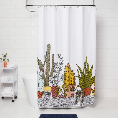 Plants Print Shower Curtain Green - Room Essentials™ 1 Plants Print Shower Curtain Green - Room Essentials™