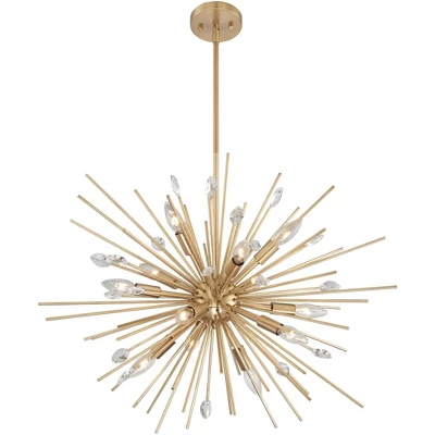 Possini Euro Design Janae Plated Gold Chandelier 29 1/2" Wide Modern Sputnik 12-Light Fixture For Dining Room House Foyer Kitchen Island Entryway 4 Possini Euro Design Janae Plated Gold Chandelier 29 1/2" Wide Modern Sputnik 12-Light Fixture For Dining Room House Foyer Kitchen Island Entryway - Image 4