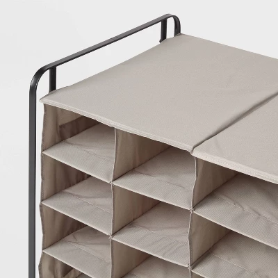 4 Tier Rolling Cubby Shoe Rack Gray - Brightroom™ 2 4 Tier Rolling Cubby Shoe Rack Gray - Brightroom™ - Image 2