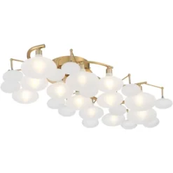Possini Euro Design Lilypad Modern Ceiling Light Semi Flush Mount Fixture 30 1/4" Wide Warm Brass 12-Light Frosted Glass Shade For Bedroom Living Room -Home Comprehensive Store GUEST dec42141 80e6 4416 977e 08a265036989