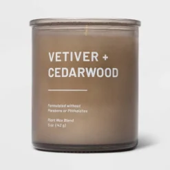 Glass Jar Vetiver And Cedarwood Candle Brown - Threshold™ -Home Comprehensive Store GUEST dfa4fefe 0ef4 4373 802b 4787eff784da