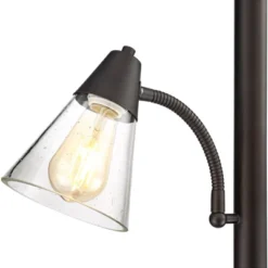 Franklin Iron Works Warwick Industrial Torchiere Floor Lamp With Side Lights 71 1/2" Tall Tiger Bronze LED Clear Seedy Glass For Living Room Reading -Home Comprehensive Store GUEST ea3e2832 aa93 4608 867e b86e755fc252