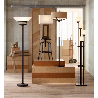 Possini Euro Design Light Blaster Modern Torchiere Floor Lamp 72 1/2" Tall Warm Bronze LED White Frosted Glass Bowl Shade For Living Room Bedroom Home 7 Possini Euro Design Light Blaster Modern Torchiere Floor Lamp 72 1/2" Tall Warm Bronze LED White Frosted Glass Bowl Shade For Living Room Bedroom Home - Image 7