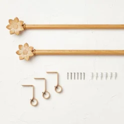 Flower Faux Wood Curtain Rod Natural Wood - Opalhouse™ Designed With Jungalow™ -Home Comprehensive Store GUEST f708ce89 3ca5 424d 80e2 a01cb7dd58aa